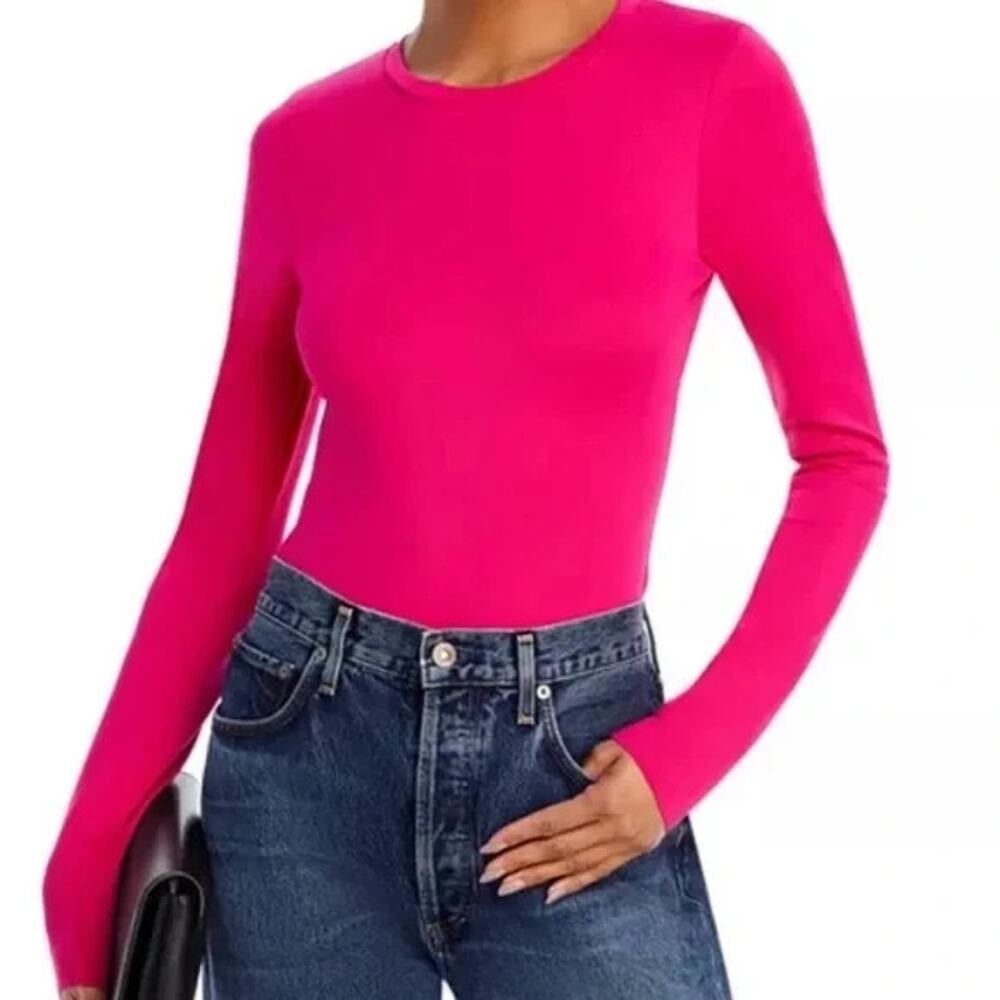 GOOD AMERICAN crew neck long‎ sleeve bodysuit - pink - 2XL - NEW
